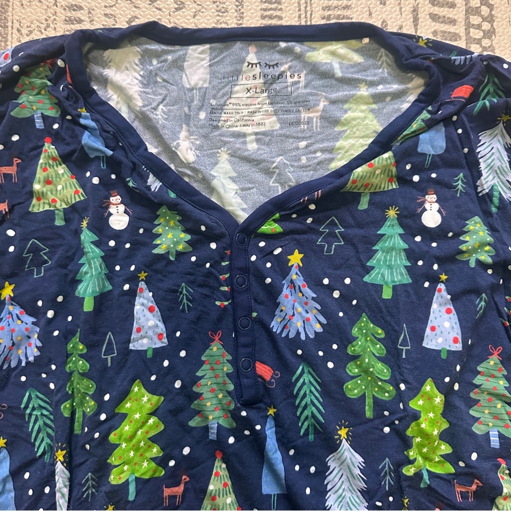 Little Sleepies Merry and Bright Christmas Tree Bamboo Pajama Set XL - Picture 3 of 9